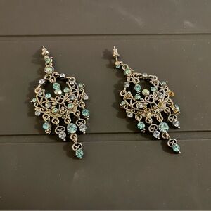 Elegant Blue/ Silver Chandelier Earrings